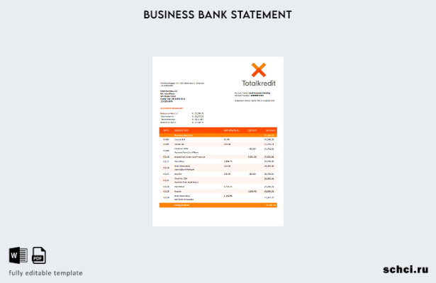 цифровая загрузка Totalkredit Bank выписка по счету организации Word и PDF шабло